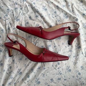 💋SOLD 💋 Amalfi Red Leather Slingback Heels